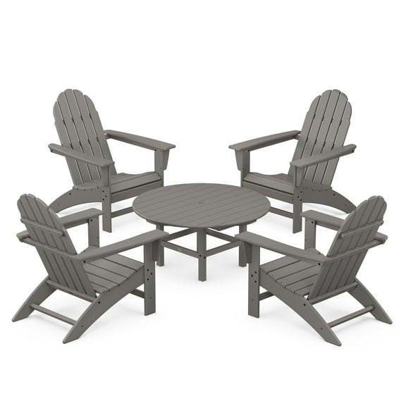 POLYWOOD Vineyard 5-Piece Outdoor Adirondack Chair Conversation Set in Slate Grey
