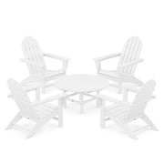 POLYWOOD Vineyard 5-Piece Outdoor Adirondack Chair Conversation Set in White