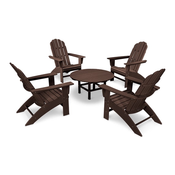POLYWOOD Vineyard 5-Piece Oversized Adirondack Set in Mahogany