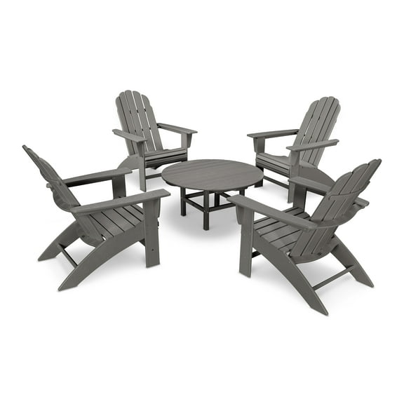 POLYWOOD Vineyard 5-Piece Oversized Adirondack Set in Slate Grey