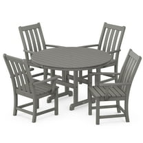 POLYWOOD Vineyard 5-Piece Round Arm Chair Dining Set in Slate Grey