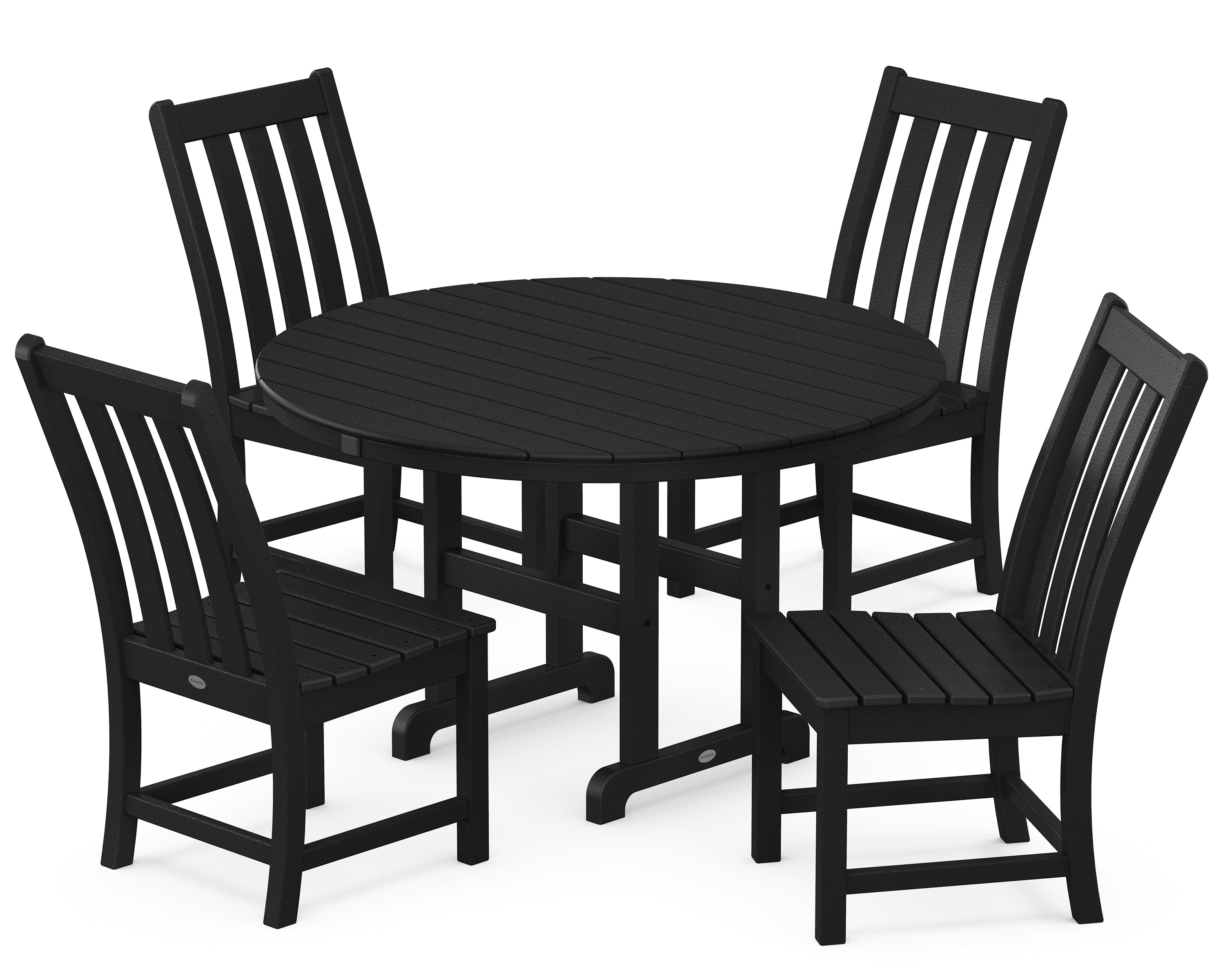 POLYWOOD Vineyard 5 Piece Round Farmhouse Side Chair Dining Set in