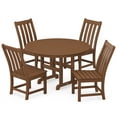 thumbnail image 1 of POLYWOOD Vineyard 5-Piece Round Farmhouse Side Chair Dining Set in Teak, 1 of 1