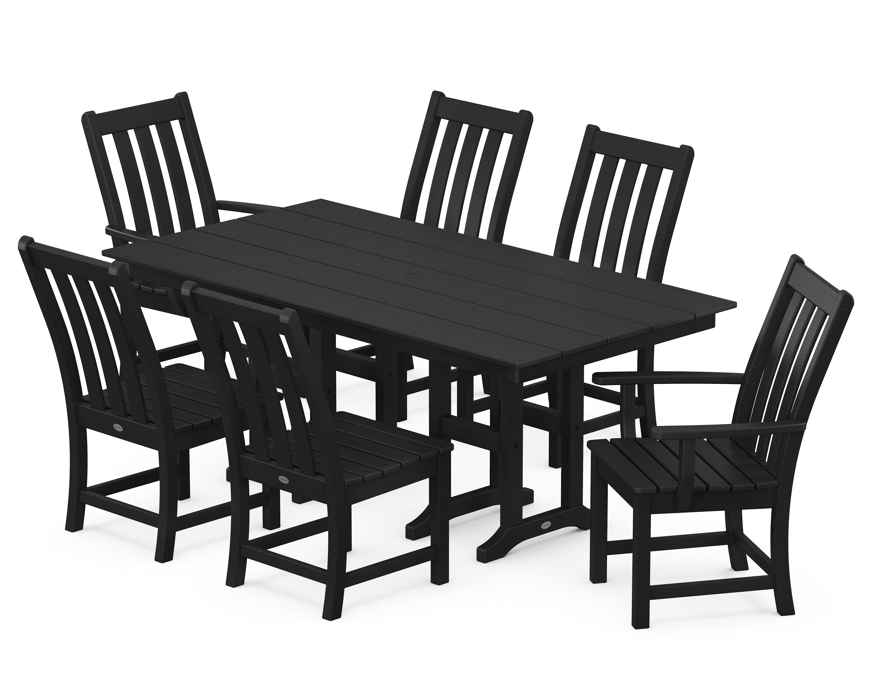 POLYWOOD Vineyard Outdoor Patio Furniture 7 Piece Farmhouse Dining Set Table and Chairs in Black Walmart