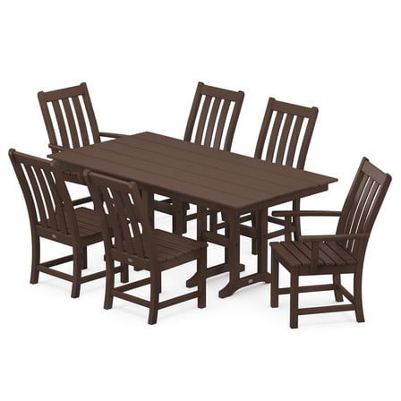 POLYWOOD Vineyard 7-Piece Farmhouse Dining Set in Mahogany