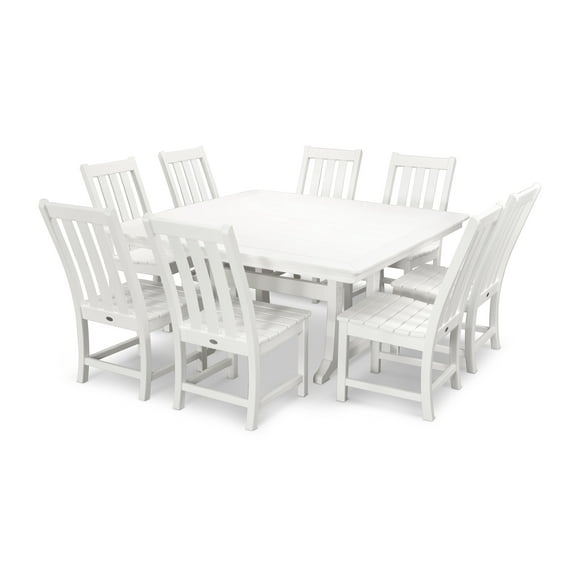 POLYWOOD Vineyard 9-Piece Dining Set in White