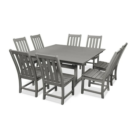 POLYWOOD Vineyard 9-Piece Farmhouse Trestle Dining Set in Slate Grey