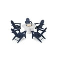 thumbnail image 1 of POLYWOOD Vineyard Adirondack 6-Piece Chat Set with Fire Pit Table in Navy / White, 1 of 1