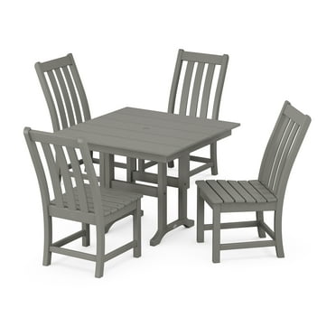 POLYWOOD Vineyard Side Chair 5-Piece Farmhouse Dining Set in Slate Grey