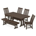 thumbnail image 1 of POLYWOOD Vineyard Side Chair 6-Piece Farmhouse Dining Set with Trestle Legs and Bench in Mahogany, 1 of 1