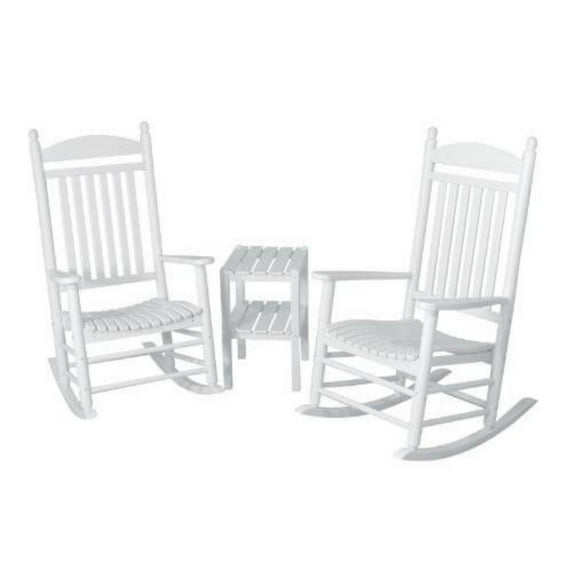 polywood 3-piece jefferson outdoor rocking chair & side table set