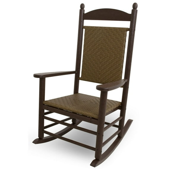 POLYWOOD® Jefferson Recycled Plastic Rocking Chair with Woven Seat and Back