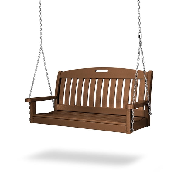 POLYWOOD® Nautical 4 ft. Recycled Plastic Porch Swing - Teak or Slate Gray