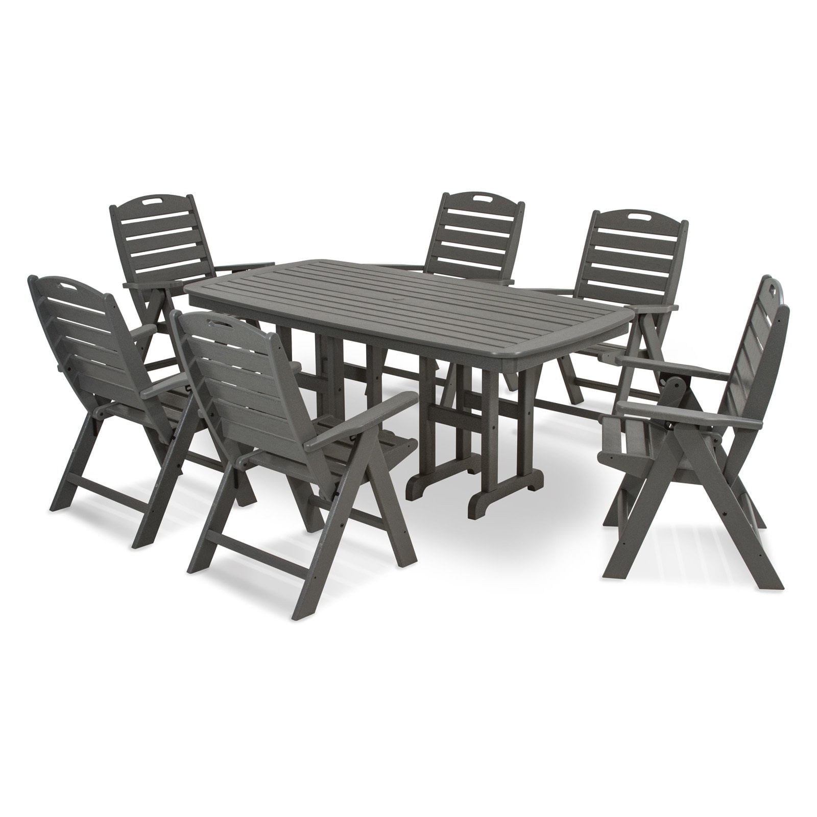 Slate Gray 6-Person Recycled Polywood Outdoor Dining Set