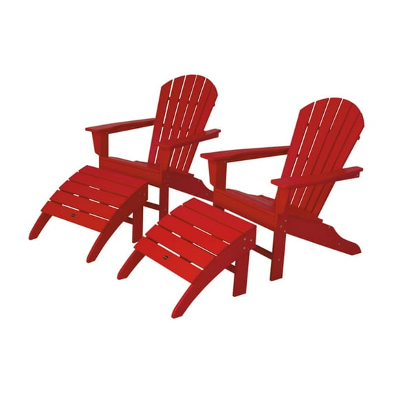 polywood 4-piece south beach outdoor bright adirondack chair & ottoman set
