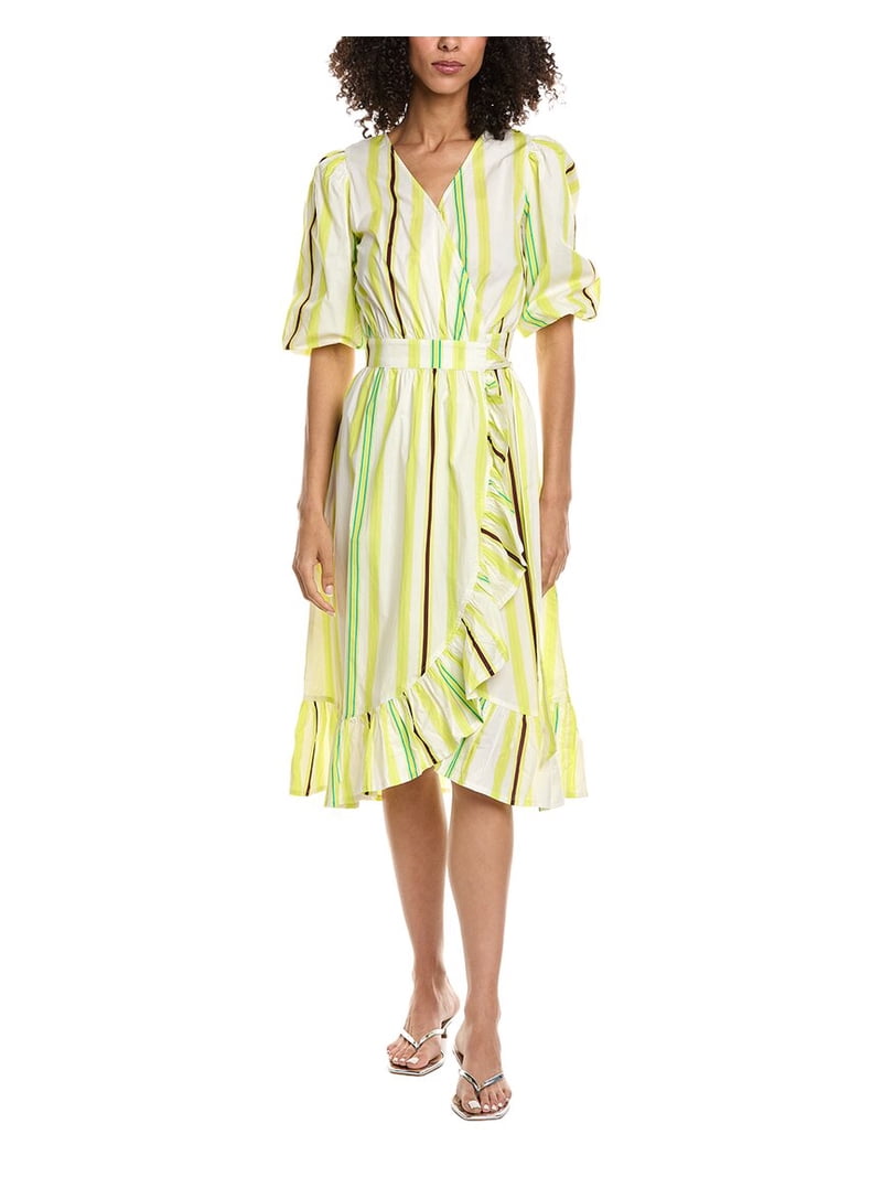 ladies midi wrap dress Women's Wrap Dress,3/4 Sleeve Midi Dresses A-line Floral Flowy With Belt Party Dress