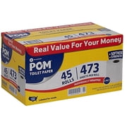 POM Bath Tissue, 2-Ply, White, 473 Sheets/Roll, 45 Rolls/Carton 23.5 x 13.5 x 12.5 inches