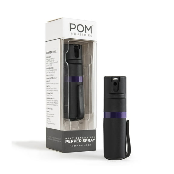 POM Pepper Spray Flip Top Pocket Clip - Maximum Strength OC Spray - Tactical Compact & Safe Design - 25 Bursts & 10 ft Range - Powerful & Accurate Stream Pattern