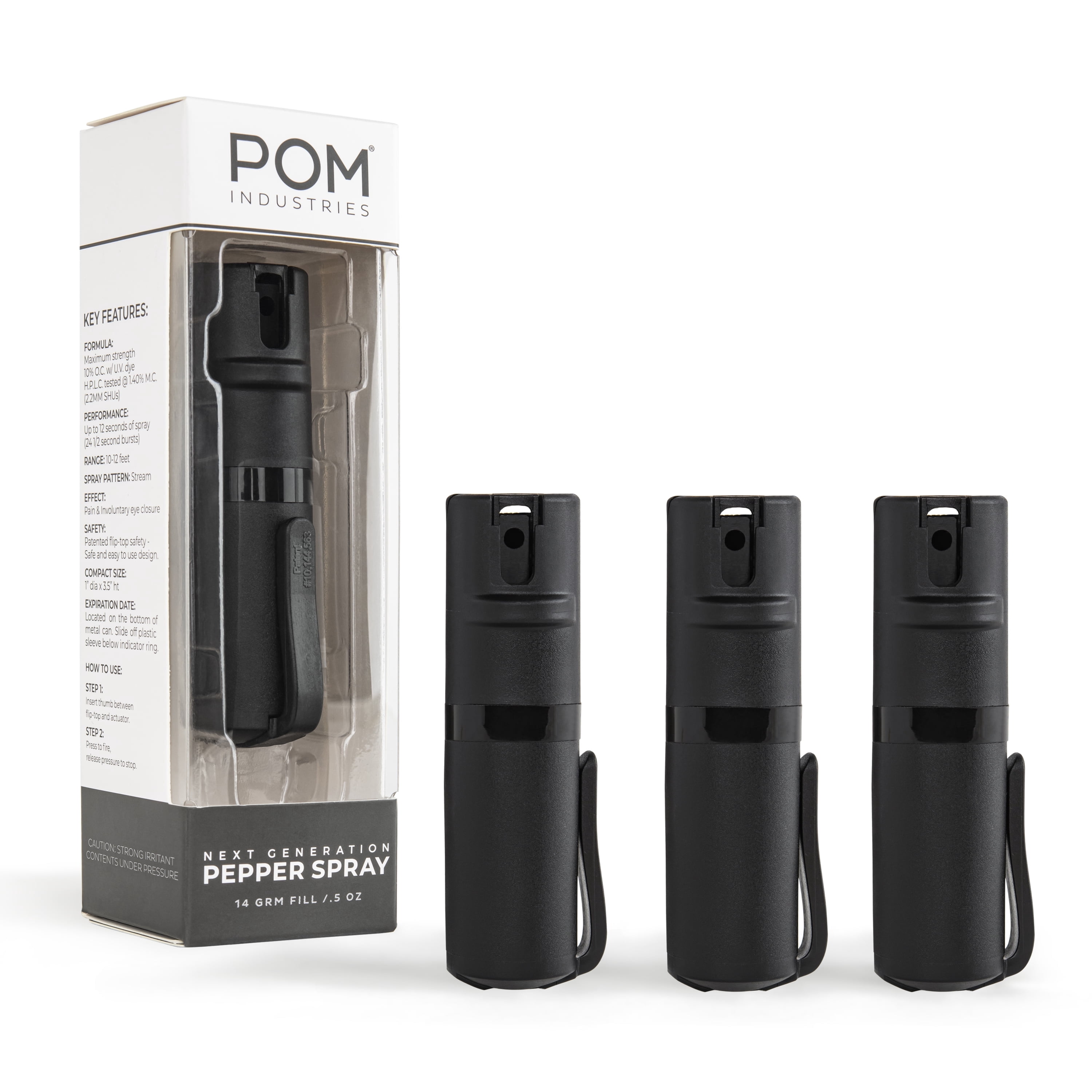 POM Maximum Strength Pepper Spray with Flip Top Pocket Clip