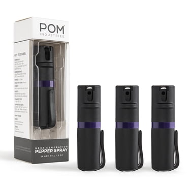 POM Pepper Spray Flip Top Pocket Clip - Maximum Strength OC - Black On Black - Self Defense