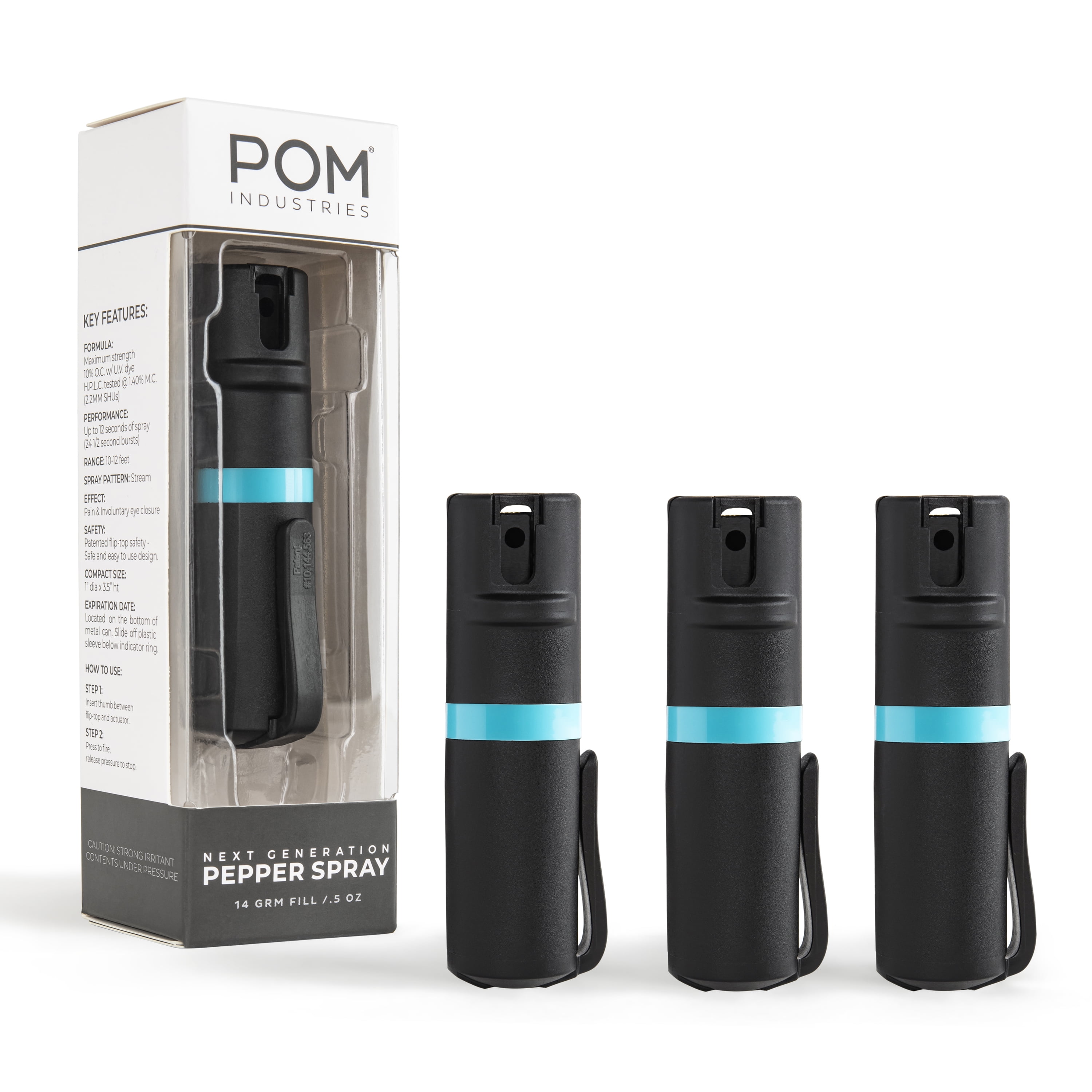 POM Maximum Strength Pepper Spray with Flip Top Pocket Clip Tactical