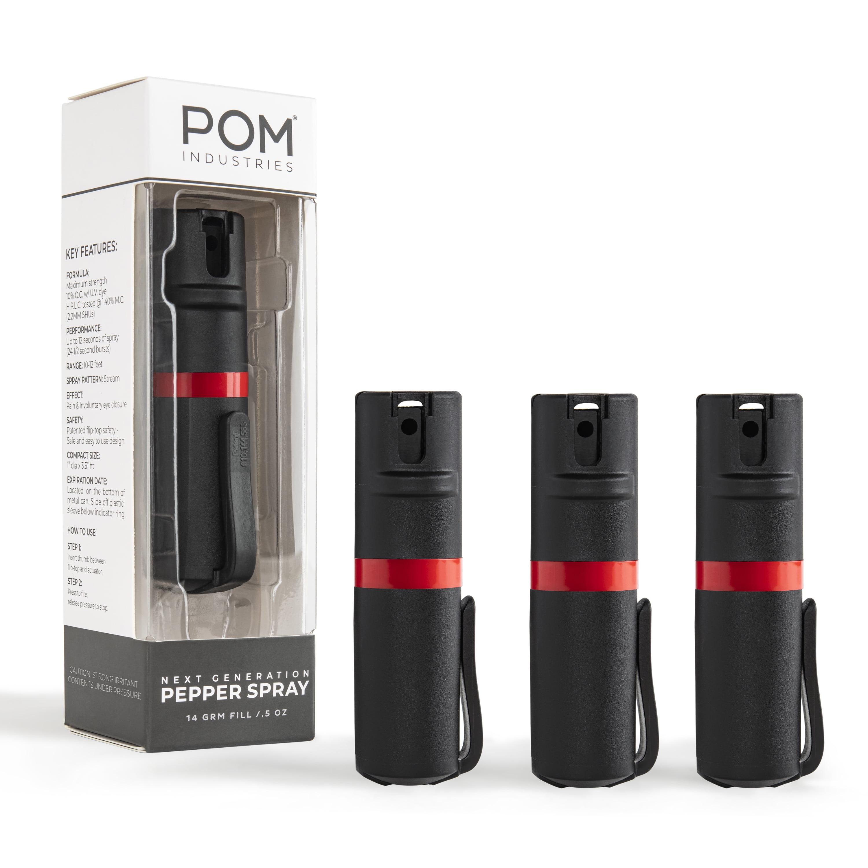 POM Pepper Spray Flip Top Pocket Clip Maximum Strength OC Spray