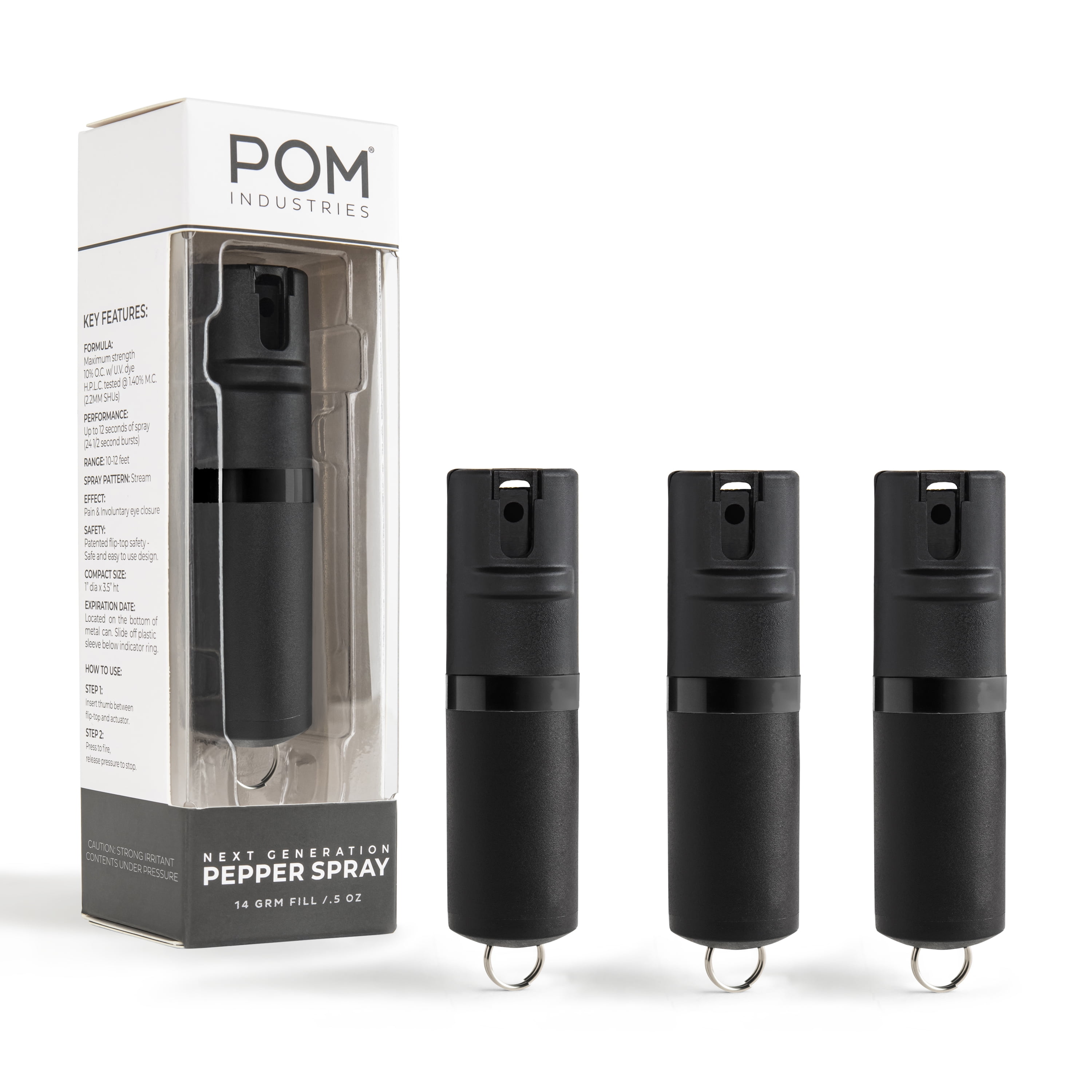 POM Pepper Spray Keychain Flip Top Safety Maximum Strength OC Spray