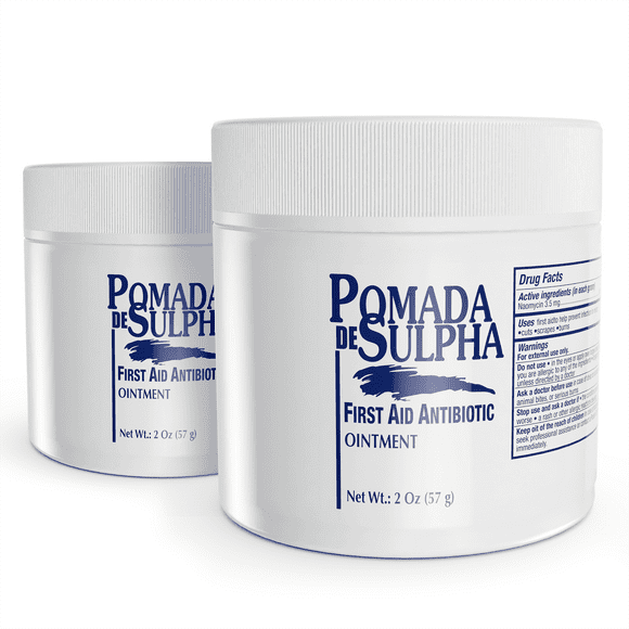 POMADA DE SULPHA First Aid Antibiotic Ointment with Naomycin 3.5mg – Minor Cuts, Scrapes, Burns – 2 oz (2 Pack)