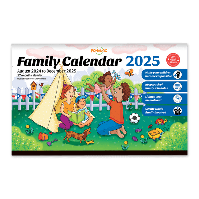 POMANGO 2025 Family Calendar English 17 Months Family Planner