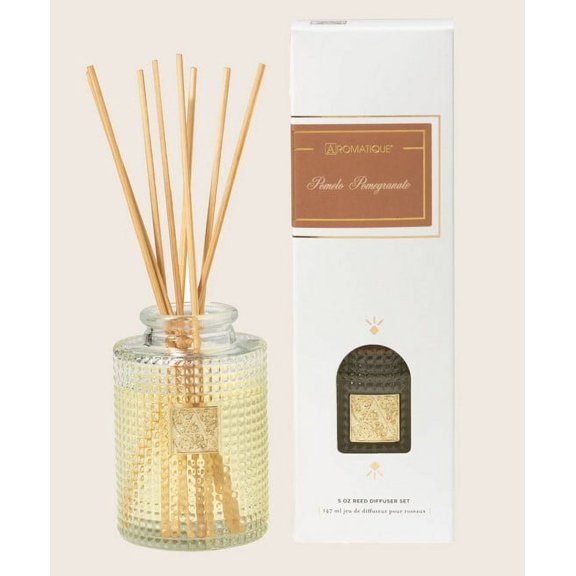 POMELO POMEGRANATE Aromatique Reed Diffuser Gift Set Glass Vessel