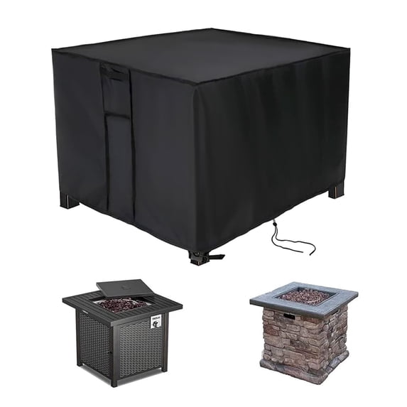 POMER Fire Pit Cover,Square Waterproof Firepit Cover for Outdoor Fire Table,Black - 30x30x25inch
