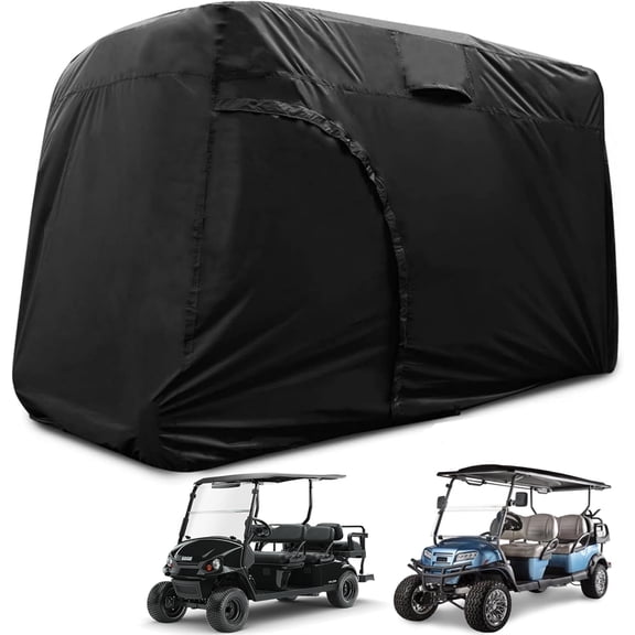 POMER Golf Cart Cover 6 Passenger, Golf Cart Rain Cover Heavy-Duty All Weather Protection Covers for EZ GO Golf Cart Accessories, Outdoor Club Car Seat Covers Winter Summer(144" L x 54" W x 76" H)