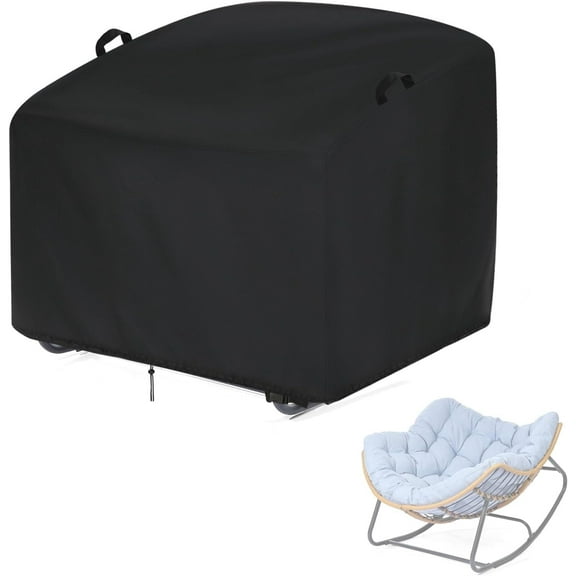 POMER Outdoor Papasan Rocking Chair Cover, 41inch Waterproof Patio Oversize Rocking & Rattan Wicker Papasan Chairs Cover