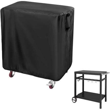 POMER Prep Table Cover for Double-Shelf Movable Dining Cart Tables, 40inch Waterproof Outdoor BBQ Cart Cover Buffet Grill Table Cover