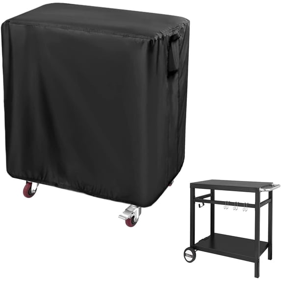 POMER Prep Table Cover for Double-Shelf Movable Dining Cart Tables, 40inch Waterproof Outdoor BBQ Cart Cover Buffet Grill Table Cover