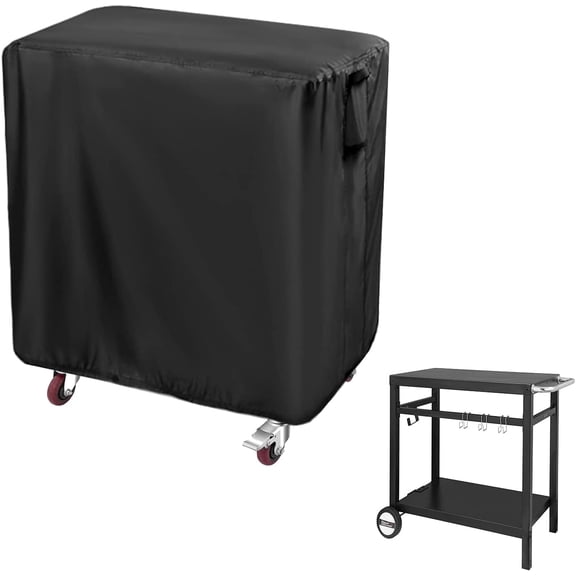 POMER Prep Table Cover for Double-Shelf Movable Dining Cart Tables, 40inch Waterproof Outdoor BBQ Cart Cover Buffet Grill Table Cover