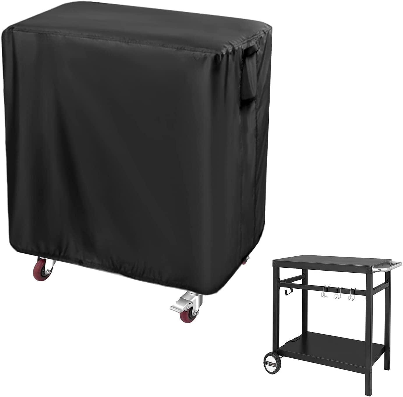 POMER Prep Table Cover for Double-Shelf Movable Dining Cart Tables, 40inch Waterproof Outdoor BBQ Cart Cover Buffet Grill Table Cover