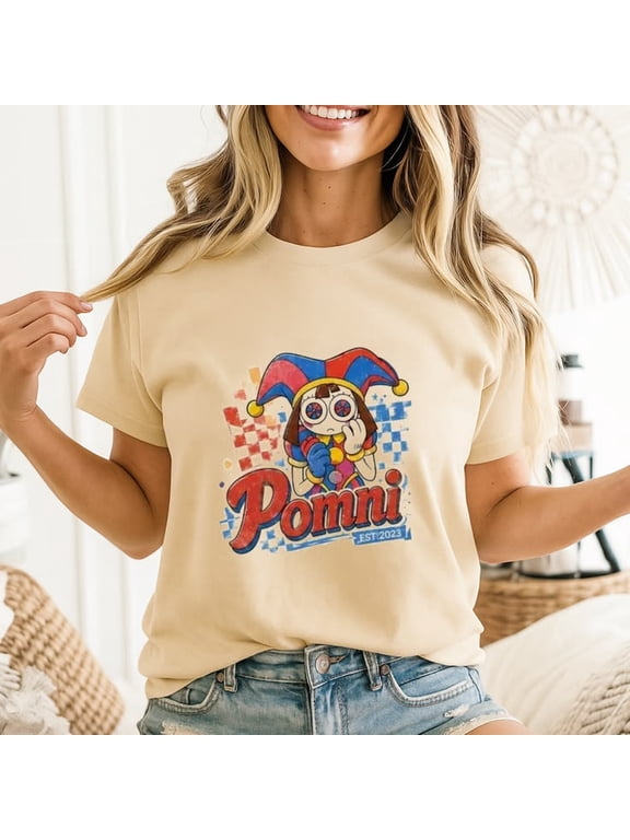 POMI The Amazing Digital Circus Shirt, TADC Fan Gift, Circus Characters Checked Shirts, Circus Theme Sweatshirt, Anime Gift T-shirt Sizes S-5XL