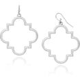thumbnail image 1 of POMINA Quatrefoil Clover Gold Dangle Drop Earrings Gold Silver Two Tone Textured Trendy Fashion Earrings for Women Teen, 1 of 5