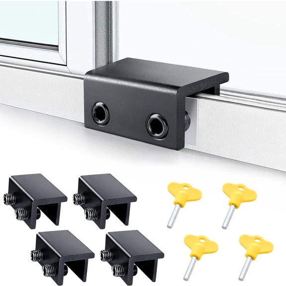 POMO 4 Pack Sliding Window Locks,Window Locks for Horizontal up&Down Sliding Home&Office,Black