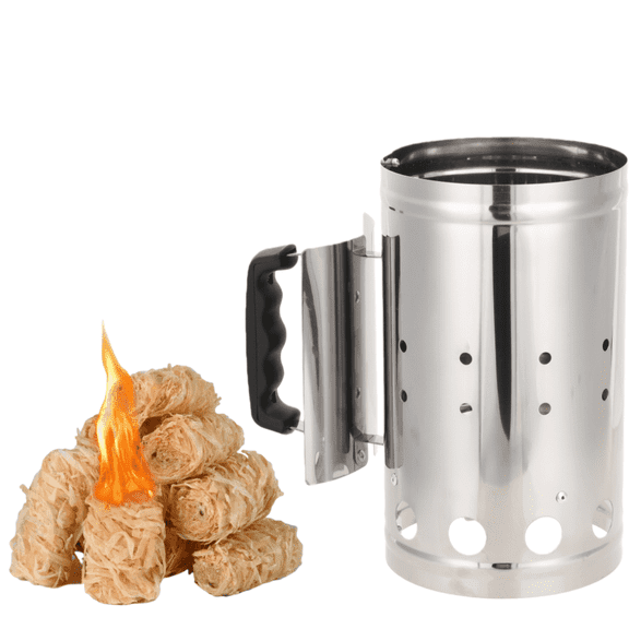 POMO Stainless Steel Charcoal Chimney Starter for Grill, 10.62 Inch Rapid Fire Lighter