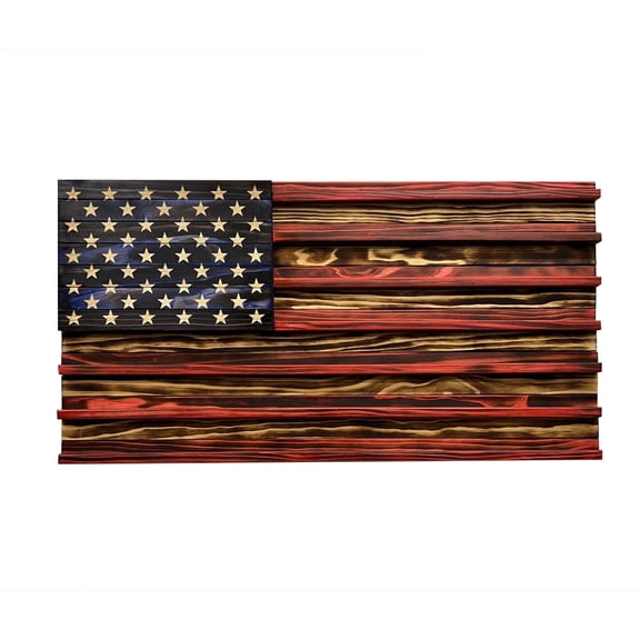 POMOMOP 1 Pack American Flag Coin Display Rack 15.7 Inch, Patriotic Wall Hanging Coin Storage Rack, Independence Day Wooden Challenge Coin Holder for Collectors, Home Decor and Wall Display