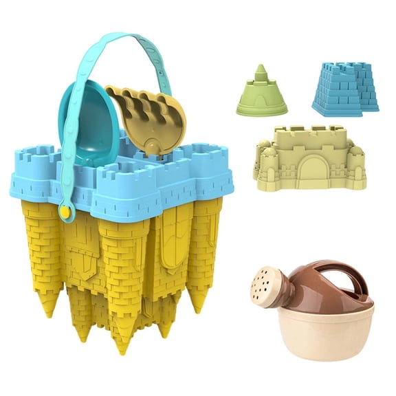 POMOMOP 8Pcs Sand Castle Building Toy Set 14.2 Inch, Large Castle Bucket Beach Sand Snow Mold Kit, Multicolor Random Kids Outdoor Sandbox Water Play Toys for Summer Winter Activities