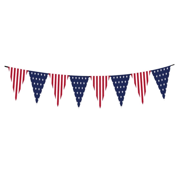POMOMOP Patriotic 4th of July Party Supplies 11.8 inch Triangular Flag Banner, American Flag Pattern USA Style Disposable Tableware, for Independence Day Memorial Day Party Decorations-24 Guests