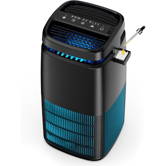 POMORON 4-in-1 Air Purifiers for Home, Air Ionizer Negative Ion Generator, H13 HEPA Filter, UV, Covers 1250 Ft 99.97% Removal Rate for Pollen Smoke Pet Dander Air Cleaner for Bedroom, MJ002H, Black