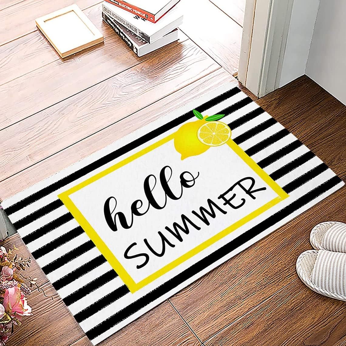 POMOTER Hello Summer Lemon Doormat,Lemon Lovers Home Decorative