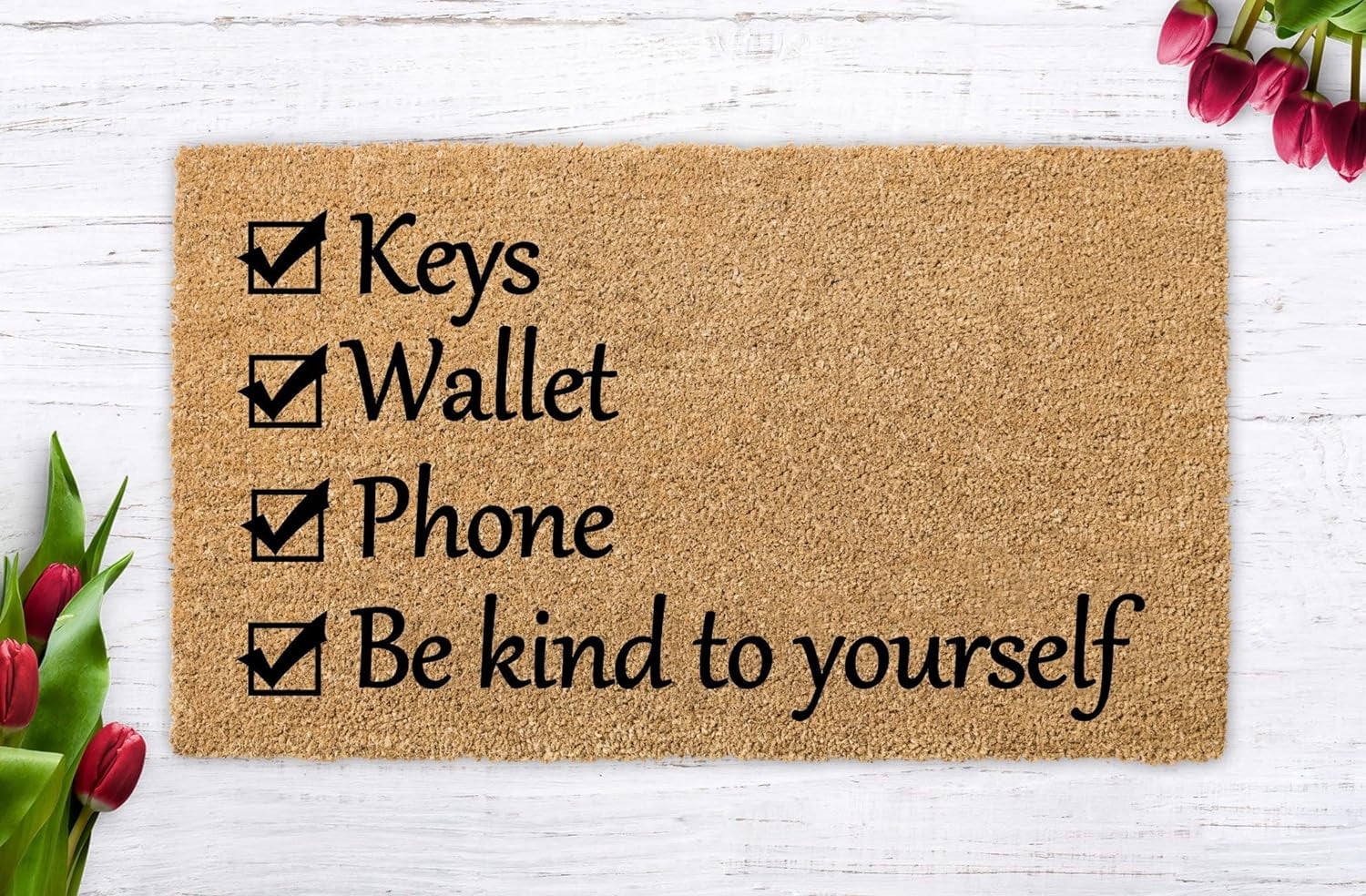 POMOTER Keys Wallet Phone Doormat,Be Kind to Yourself,Keys Phone Wallet