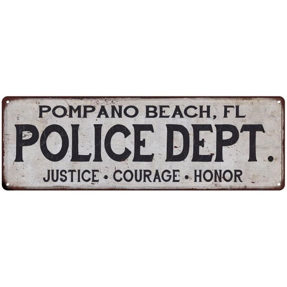 POMPANO BEACH, FL POLICE DEPT. Home Decor Metal Sign Gift 8x24 108240012265