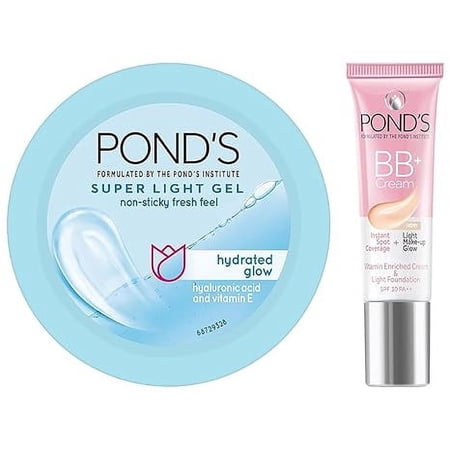 POND'S Super Light Gel Oil Free Face Moisturizer 49g,POND'S BB+ Cream, Instant Spot Coverage + Light Make-up Glow, Ivory 9g