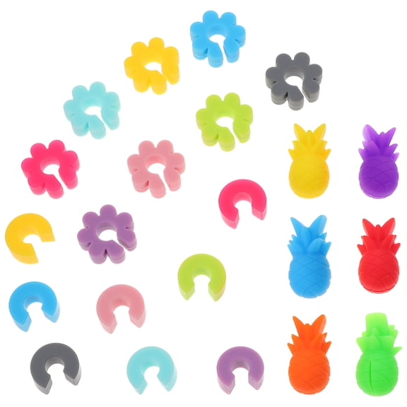 PONDER 22Pcs Silicone Perforation Design Wine Cup Markers Cup Identifiers (Assorted Color)